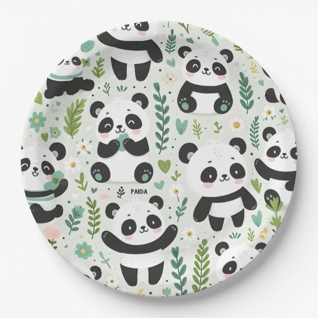 Prato De Papel Baby Panda Pattern (Frente)