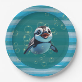 Prato De Papel Baby Penguin Paper Plate