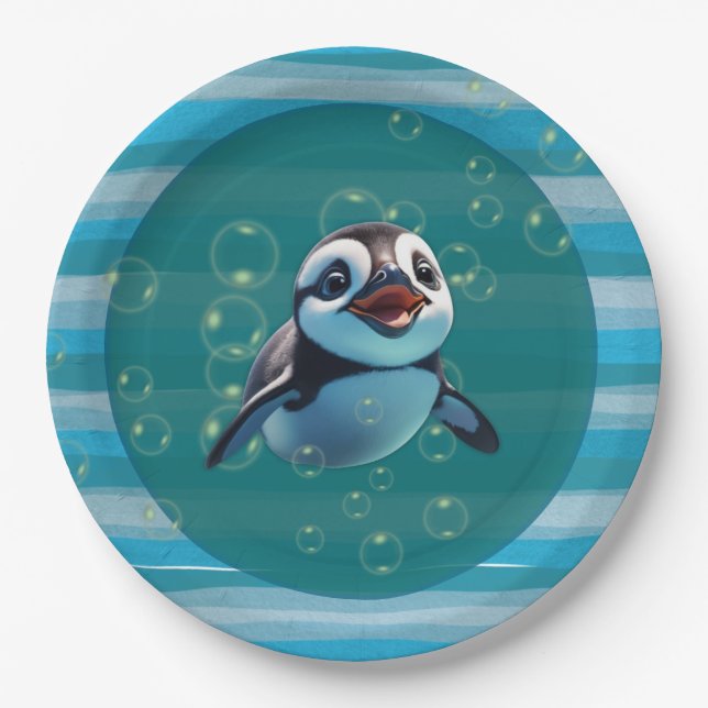 Prato De Papel Baby Penguin Paper Plate (Frente)