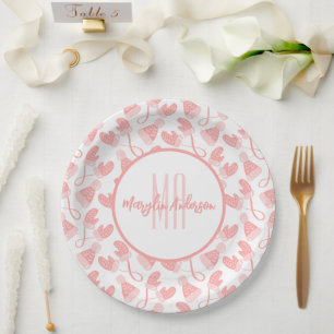 PRATO DE PAPEL BABY PINK CHRISTMAS WINTER MITTENS & HATS MONOGRAM