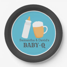 Prato De Papel Baby-Q Beer Barbecue Co-Ed Plate - Azul