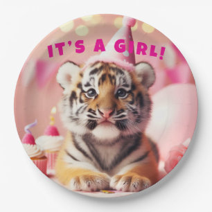 Prato De Papel Baby Reveal Girl Tiger