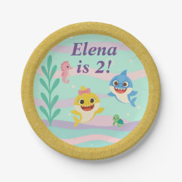 Prato De Papel Baby Shark Birthday Party Plates
