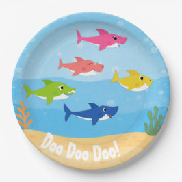 Prato De Papel Baby Shark Dinner Plates