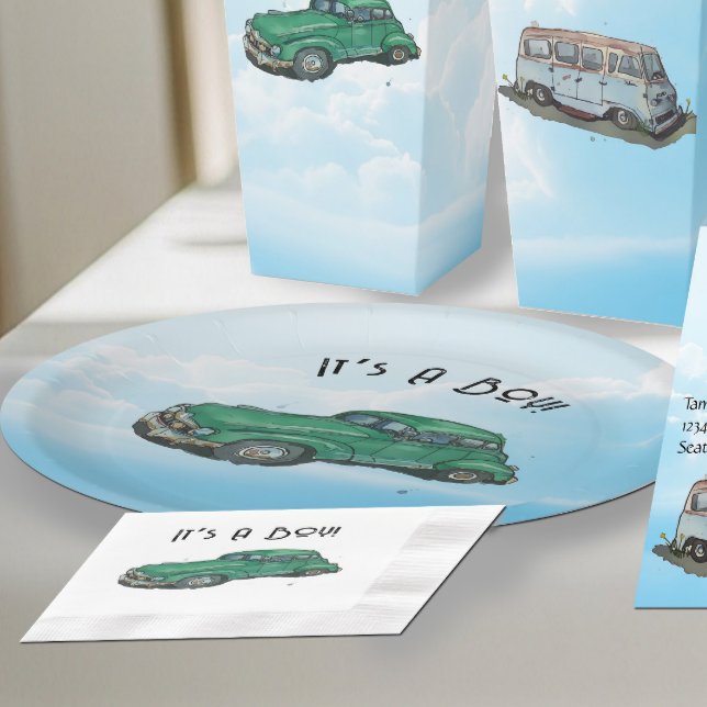 Prato De Papel Baby shower for a boy, sedan (Criador carregado)