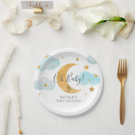 Prato De Papel Baby Shower Moon & Stars