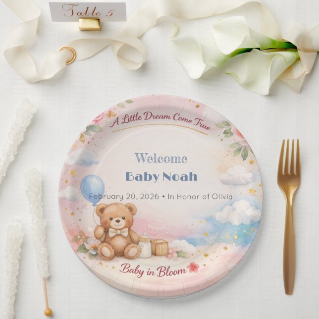 Prato De Papel Baby Shower Plates | Bloom Dream Theme (Casamento)