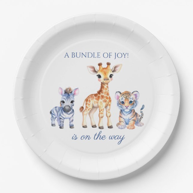 Prato De Papel Baby Zebra Giraffe e Tiger (Frente)