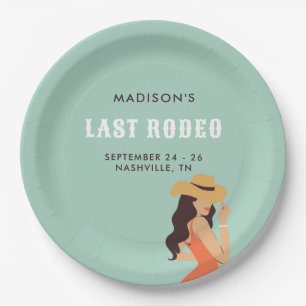 Prato De Papel Bachelorette Verde Cor-de-rosa com Última Rodeio