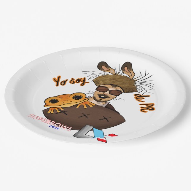 Prato De Papel Bad Bunny Super Bowl (Inclinado)
