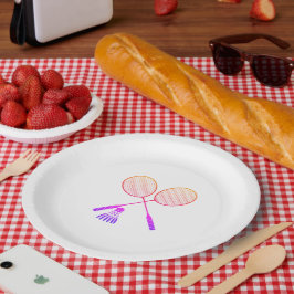 Prato De Papel Badminton Rackets Shuttlecock Birdie Ombre