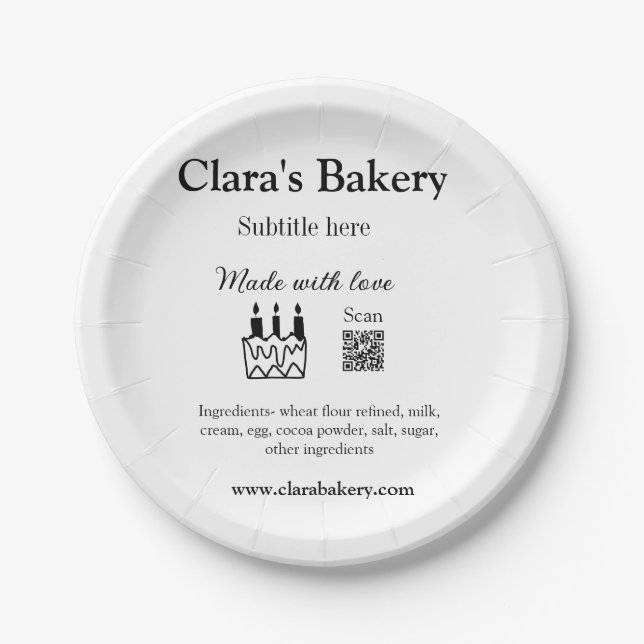 Prato De Papel Bagaço de padaria adiciona ingredientes feitos com (Frente)