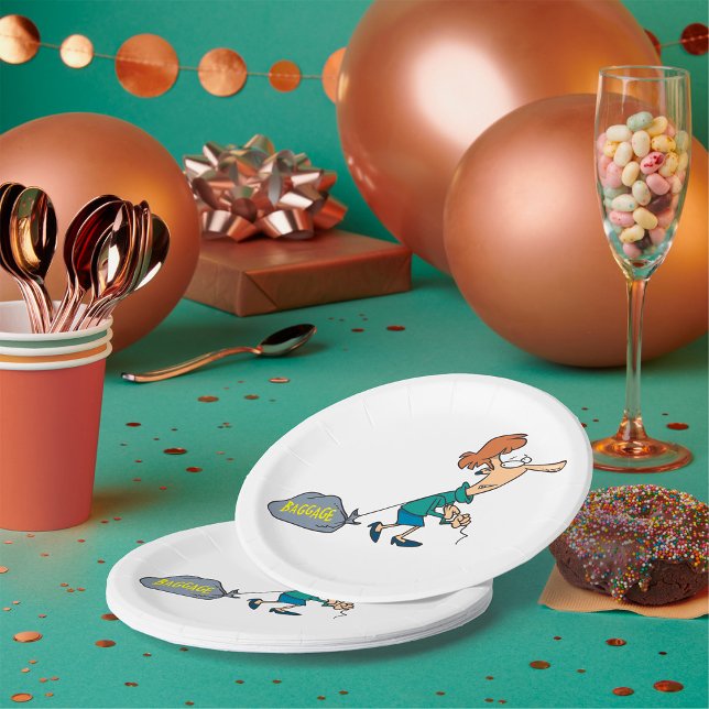 Prato De Papel Bagagem Emocional De Carregando Engraçado (Criador carregado)