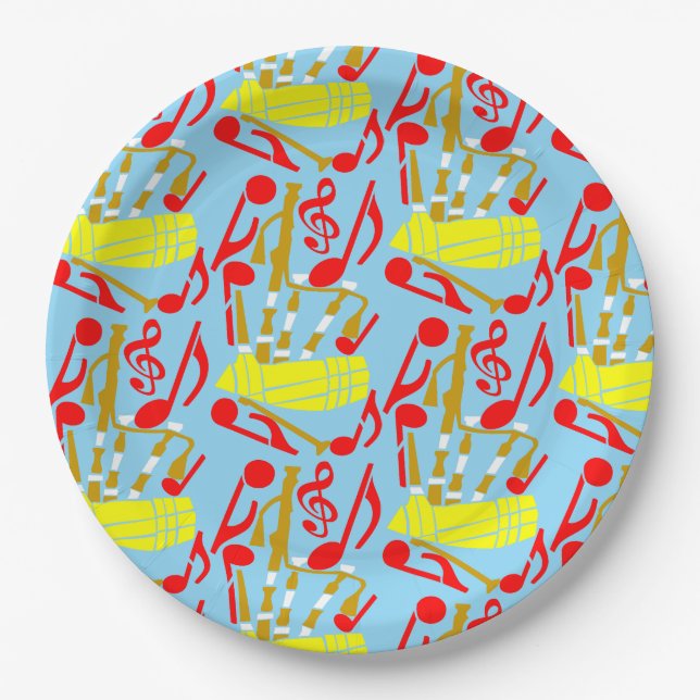 Prato De Papel Bagpipe Music Notes (Frente)