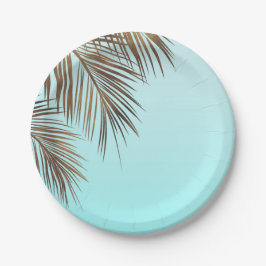 Prato De Papel Bahama Breeze Palma de Cobre Aqua Mar Azul Casamen