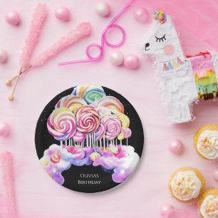 Prato De Papel Bairro de Candyland Simples e Bonito