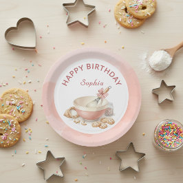 Prato De Papel Baking Party Girls Birthday Elegant Bowl & Whisk