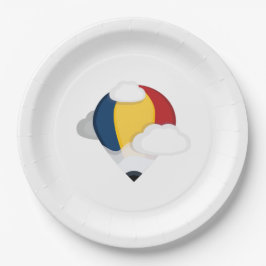 Prato De Papel Balão de ar quente e lápis