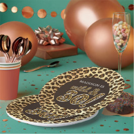 Prato De Papel Balão de Folha do Leopardo Personalizado aniversár