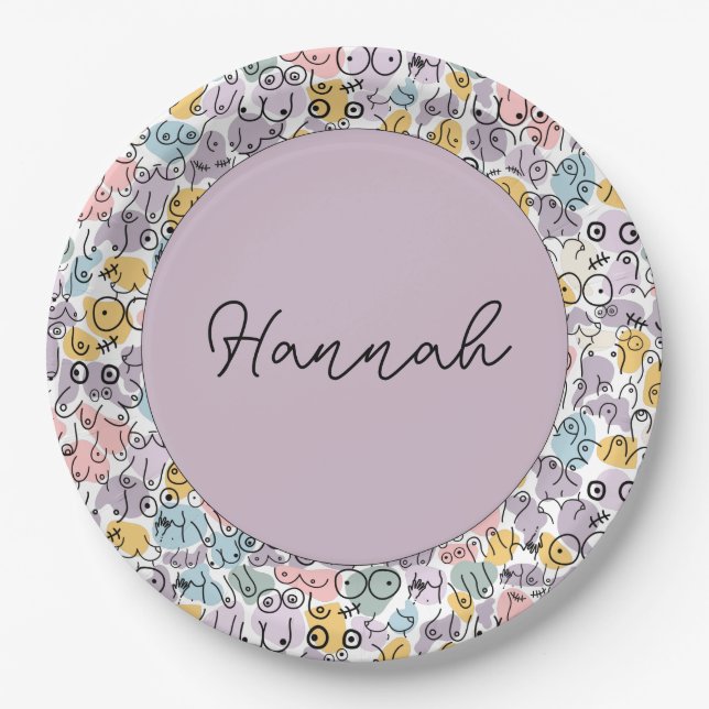 Prato De Papel balão de mama pastel (Frente)