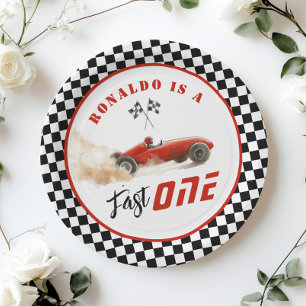 Prato De Papel Balão de primeiro aniversario Rapaz de Um Carro Ve