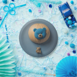 Prato De Papel Balão de urso Azul