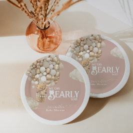 Prato De Papel Balão de Urso de Teddy Espera Chá de Garota