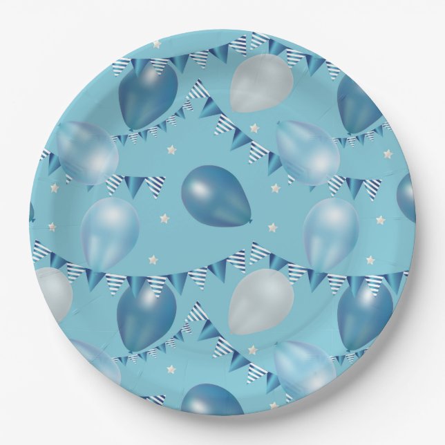Prato De Papel Balão, Star & Garland Party Plates (Frente)