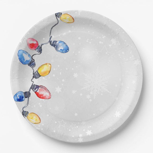 Prato De Papel Balas de Natal, Luzes de Cordas, Feriado (Frente)