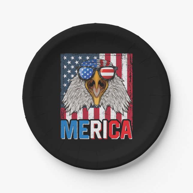 Prato De Papel Bald Eagle Merica 4 de julho (Frente)