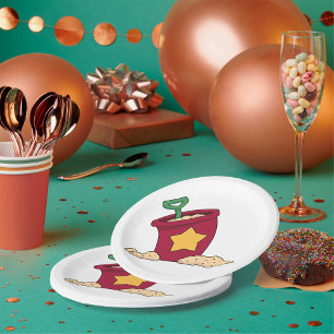 Prato De Papel Balde de areia vermelha com estrela e pá