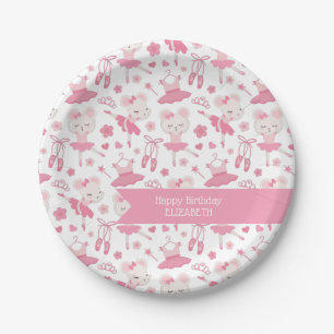 Prato De Papel Balé Ballerina Pink Party Plates, 7"