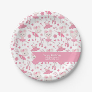 Prato De Papel Balé Ballerina Pink Party Plates, 7"