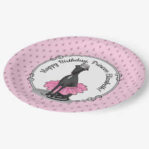 Prato De Papel Balé Ballerina Princess Greyhound Dog (preto)