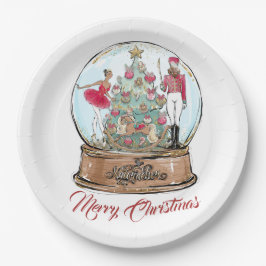 Prato De Papel Balé Nutcracker afro-americano Dancer Christma