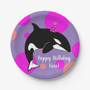 Prato De Papel Baleia Assassina de Orca de Aniversário Personali