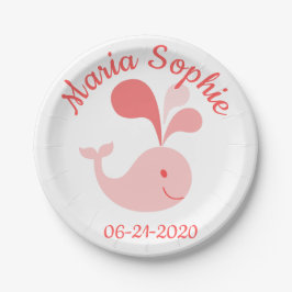 Prato De Papel Baleia Rosa Feliz