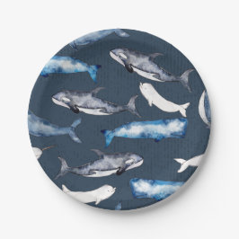 Prato De Papel Baleias Aquarelas