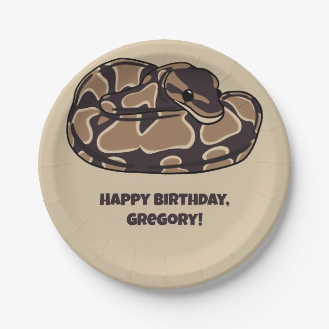 Prato De Papel Ball Python Cobra, Brown e Tan Personalizados (Frente)