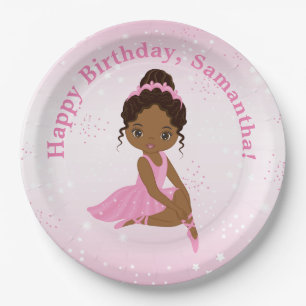 Prato De Papel Ballerina - África-americana - Placa de Papel Bir