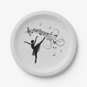 Prato De Papel Ballerina Dançando com Música