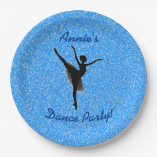 Prato De Papel Ballerina Dance Blue Sparkle