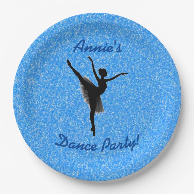 Prato De Papel Ballerina Dance Blue Sparkle (Frente)
