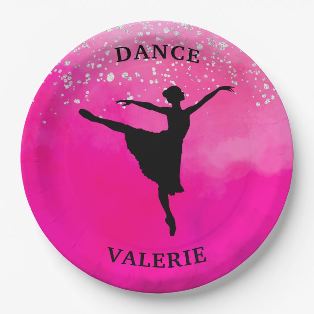 Prato De Papel Ballerina Dance Pink Ombre Sparkle (Frente)
