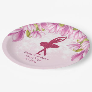 Prato De Papel Ballerina Pink Birthday Personalizada