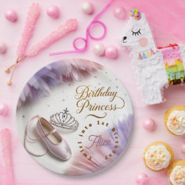 Prato De Papel Ballerina Princesa Partido - Gire para a Magia!