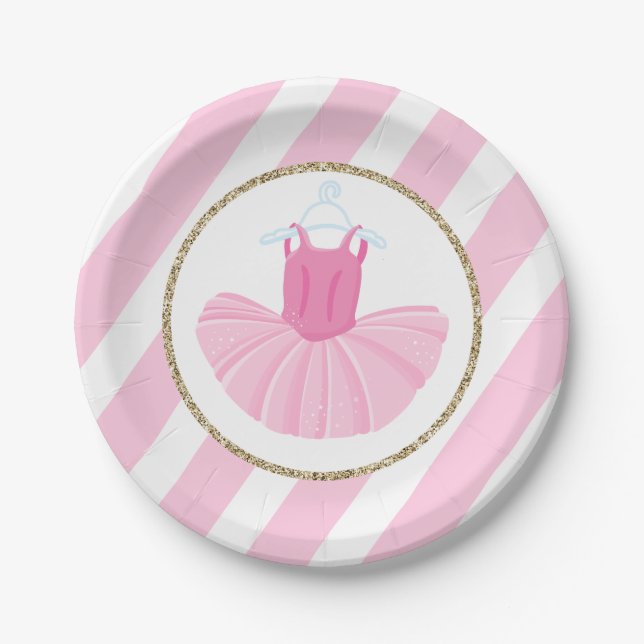 Prato De Papel Ballerina Tutu - Placas de Aniversário com faixas  (Frente)