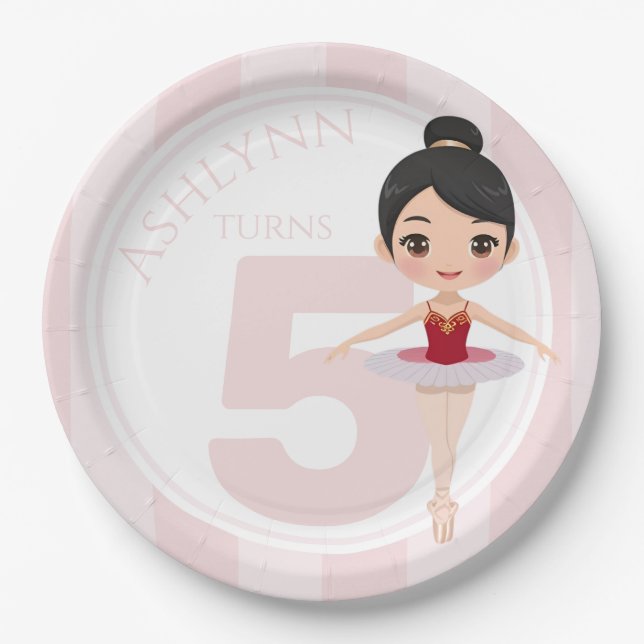 Prato De Papel Ballerina Vermelha Cuta 3D Personalizada para Rapa (Frente)