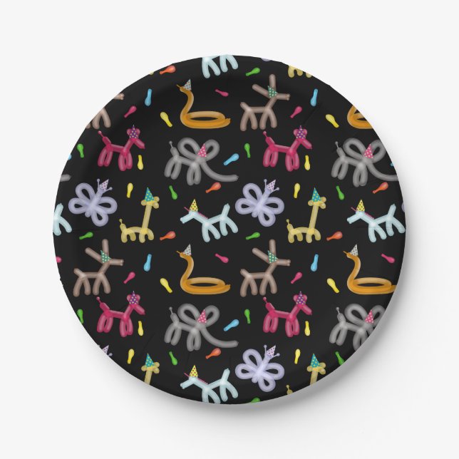 Prato De Papel Balloon Animals Kids Birthday Party Theme (Frente)