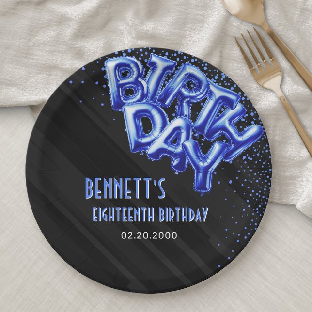 Prato De Papel Balões Azul (Criador carregado)